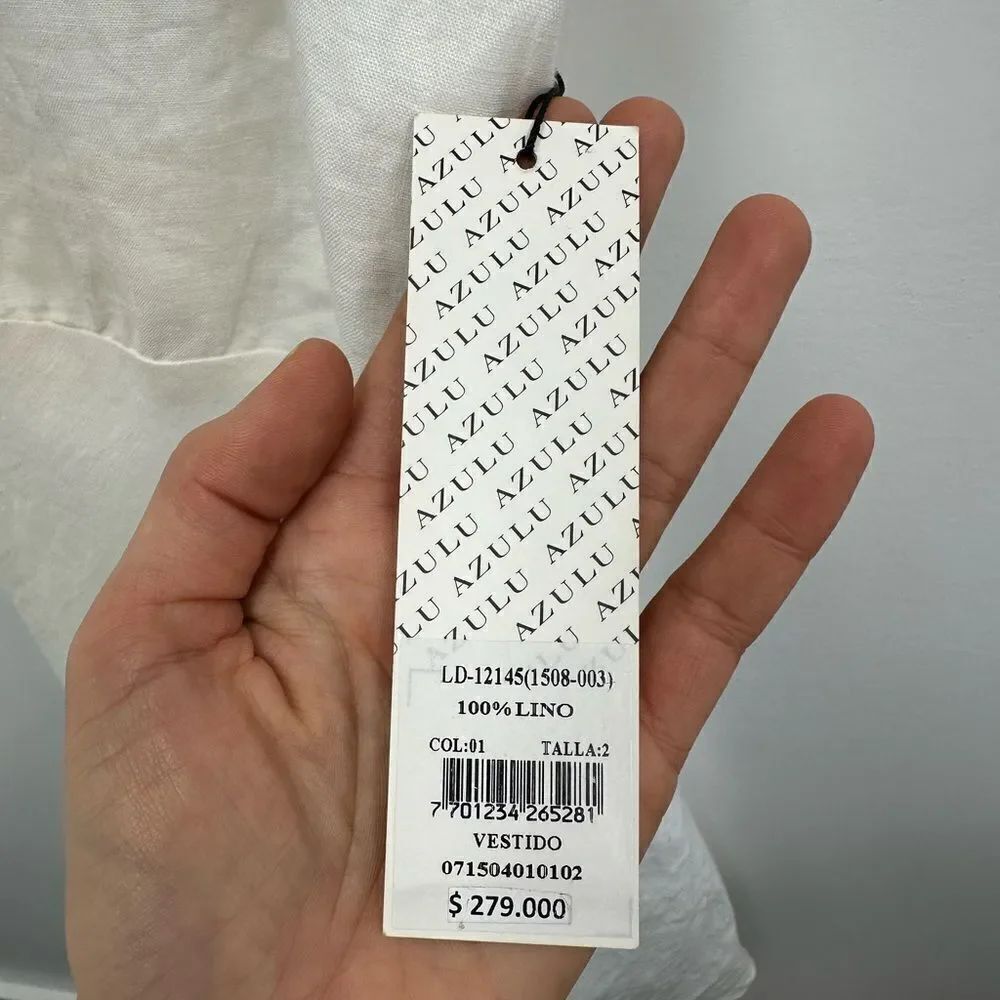 Azulu White Linen Open back Cross Strappy Back Mini Dress A-line Skirt Size 2 - Picture 8 of 12